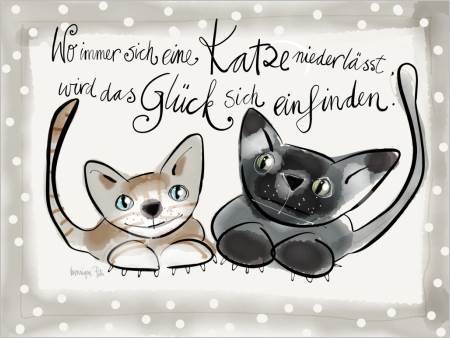 Holzbild von Veronique Puts "Katzenglück"
